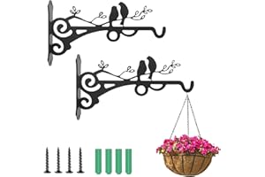 Chenove 2 Stück Blumenampel Halterung, Robuste Wandhaken Blumenampel aus Metall, 20.5 cm Pflanzenhaken Schwarz für Hängende Blumentöpfe, Vogelhäuschen, Laternen Windspiele, Ideal für Garten Balkon