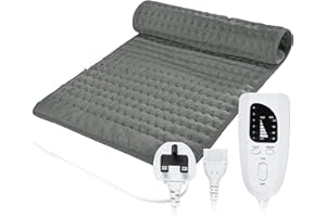 Letitwell Electric heat pad,Heating Pad with 6 Temperature Levels,4 Time Settings,Automatic Switch-Off,Heat Pads for Back,Machine Washable(Dark Grey,12" x 24")