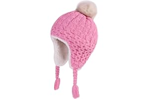 LANGZHEN Gorra de bebé de Invierno para niños pequeños en la Ciudad de Lang, Gorra térmica de Punto con Tapa de Oreja y Revestimiento de Lana pequeña Beanie