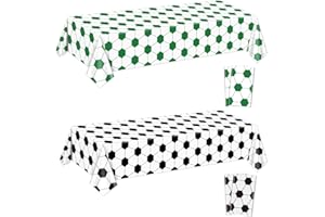 PTECDROTS 4 tovaglie da calcio con motivo verde, tovaglie rettangolari nere per bambini, tema calcio, eventi sportivi, feste di compleanno, 130 x 210 cm