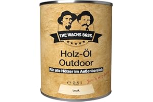Outdoor Holzöl - 2,5 L - Teak - Premium Holzschutz für Außen - Nachhaltiges Pflegeöl mit UV-Schutz - Wasserabweisend und Langlebig - THE WACHS BROS.