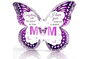 Gleevara Christmas Gifts for Mum, Butterfly Shape Acrylic Plaque, Mum Birthday Gifts from Daughter Son on Valentines Mothers Day