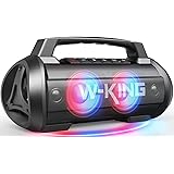 W-KING Bluetooth Högtalare 70W, Högtalare Bluetooth med Ljus/Kraftig Bas/Stereo Ljud/42H batteri/Power Bank, IPX6 vattenskydd