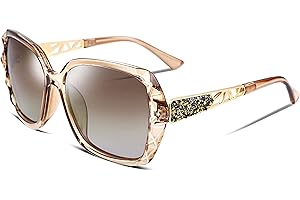 FEISEDY Sonnenbrille Damen Polarisiert Klassisch Groß Frauen Sonnenbrillen mit Strass Rahmen und UV400 Schutz B2289