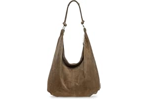 Caspar Große Damen Vintage Veloursleder Tasche Samtweiche Schultertasche aus Leder - CLASSIC LINE - Modell No.617 - Made in Italy