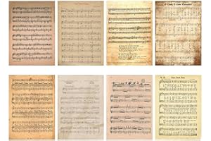 GIVBRO - Carta decorativa per album di ritagli, stile vintage, con scritta "Vintage Musica", per biglietti da 10 x 14 cm, 16 pezzi (#C)