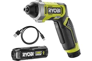 RYOBI Tournevis 4V USB Lithium - 5 Nm - éclairage LED - Câble USB-C - 1 batterie 4V 2,0 Ah USB Lithium - Livré en coffret avec 10 embouts de vissage - RSD4-120T