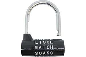 JJ PRIME JJOnlineStore - 5 Lettere Combinazione Lucchetto, Lucchetto Valigia, Nero 6 x 6.5 x 2.5cm