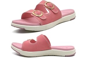 COFACE Womens Orthotic Slides Comfort Plantar Fasciitis Arch Support Slip on Flat Sandals Ladies Soft Cushion Fashion Yoga Mat Sliders With Adjustable Straps
