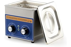 CREWORKS 1.3L Pulitore Ultrasuoni in Acciaio Inossidabile con Riscaldatore e Timer 60W Vasca Ultrasuoni 1.3 Litri Professionale Industriale Lavatrice Ultrasuoni per Gioielli Occhiali Orologi