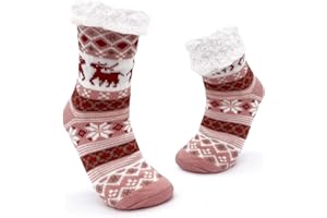 JOMIX Damskie skarpety antypoślizgowe zimowe ciepłe kapcie wyściełane pluszowe kapcie