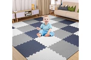Gutsbox Baby Play Mats for Floor 18 Pcs Foam Play Mats Soft Foam Playmats for Baby Waterproof Foam Mats for Kids Non-slip Non-toxic Interlocking Foam Mats, 30x30x1,2cm