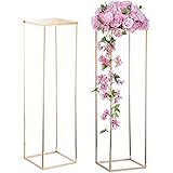 Nuptio Centros Mesa Jarrón Oro Alto - 2 Piezas Jarrones Flores 100cm Altura Columna Jarrón Piso Metal Centros Mesa Boda Geomé