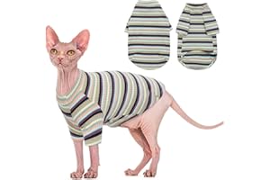 OUOBOB Sphynx Chemise en coton respirant pour chat sans poils - Col rond - Pyjama sans manches - Costume de chat pour chat et petit chien