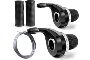 RainFlowwer 1 Pair Bike Speed Shifter, 3x7 21 Speed White Bicycle Derailleur Shifter Lever with Twist Grip Gear Transmission for Mountain Bike