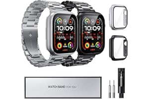 ARSIODPIER Compatible with Apple Watch Strap, 49mm 45mm 46mm 44mm 42mm 41mm 40mm 38mm, Metal iWatch Straps with Case for Apple Watch Ultra Series 10 9 8 7 6 5 4 3 2 1 SE