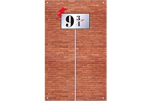 HOMIRTY 9 und 3/4 Zeichen Backsteinmauer Hintergrund, Banner Tür Vorhänge für Zauberschule Geburtstag, Geheime Passage zur Zaubererparty, 9 3/4 vorhang, 110 * 180CM