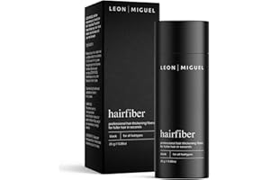 ‎LEON MIGUEL LEON MIGUEL Hair Fiber - Haarverdichtung - Premium Streuhaar/Schütthaar mit Soforteffekt bei Geheimratsecken, Haarausfall und lichtem Haar - Haarpuder | 25g (Schwarz)