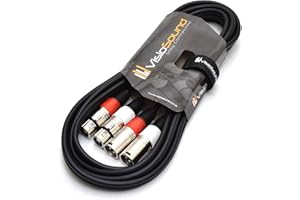 VisioSound 2 x Male XLR to 2 x Female XLR Balanced Microphone Twin Lead/Audio Patch Cable 3m