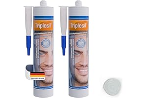 TRIPLESIL GP Mastic Silicone-Haute Température 2x 310 ml-Étanchéité Sanitaire et Extérieure -Idéal pour Intérieur et Extérieur- joint salle de bain-Sanitary Silicone sealant for indoor &outdoor use(transparent)
