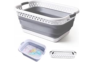 CHSG Cesto Portabiancheria Pieghevole In Plastica, Contenitore Pop-Up – Vasca Portatile, Cesto Salvaspazio, Per Glassare Bevande, Bagnare Gli Animali Domestici, Contenitori Per Giocattoli (Grigio)