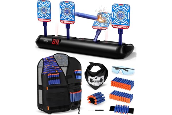 Lehoo Castle Cible pour Nerf, Cible Nerf Electronique avec Gilet Tactique Enfants pour Pistolet Nerf, Jouet Enfant 3 4 5 6 7 8 9 Ans Garçon, Jeux Exterieur Enfant