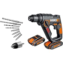 WORX Borstelloze accuboormachine, 20 V, WX381, 2 J, 3-in-1, boren, boren, beitelen in alle materialen, trillingsbescherming, levering met 1 accu 4 Ah, oplader en accessoires
