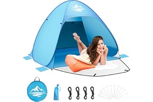 KEJECTOR 3-4 Person Pop Up Beach Tent, 3-4 Person Lightweight Beach Tent, Instant Outdoor UV 50+ Protection Sun Shelter, Perfect for Family Hiking Trip Cookout