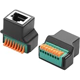 GINTOOYUN 2 Pack RJ45 8P8C Quick Connect Solderless Adapter RJ45 Female to 8 Pin Spring Terminals Network Extension Adapter f