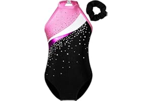 TTAO Gymnastikanzug Kinder Mädchen Ärmellos Turnanzug Trikotanzug Tanz Gymnastik Training Dancewear Gymnastikbody mit Haarband und Shorts