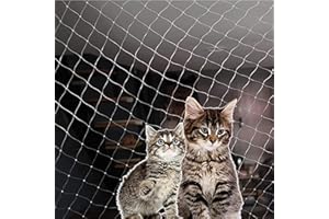 Cat Net for Balcony, 3 x 4 m, Wire Reinforced, No Drilling, Includes Hooks and Mounting Accessories, White, UV-Resistant, Cat Protection Net for Patios, Windows, Doors, Balcony Net, Cat Safety