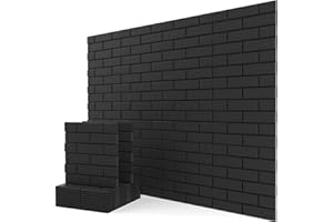 KUCHOOW Acoustic Panels with Stickers, Brick-shaped Sound Absorbing Panels, 12 Pack Soundproofing Panels for Home Decoration and Wall Protection, Studio, Classroom, Gym, Office, 12" X 12" X 0.4"