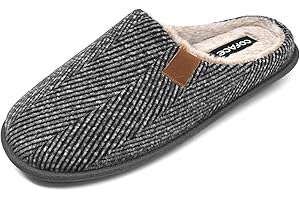 COFACE Pantofole da Uomo Invernali plaid, Comoda Memory Foam Calde Scarpe da Casa in Lana Con Suola Antiscivolo 40-47