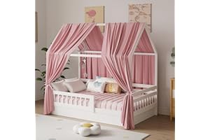Zdada Hausbett Himmel, Betthimmel Hausbett Musselin mit 2 Stück Betthimmel, Stoffhimmel für Hausbetten Mädchen Jungen Baldachin Kinderbett Kinderzimmer Deko -67 x 270 cm Rosa