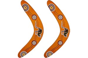 Xrten Boomerang Fatti a Mano,2 Pezzi in Stile Australiano,Boomerang di Ritorno a Forma di V, per Bambini sopra i 10 Anni, Marrone Chiaro