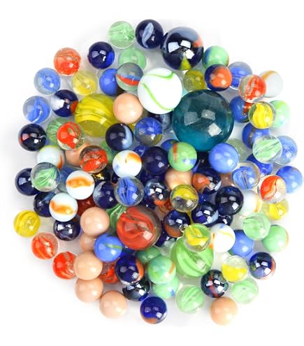 HAKACC 105 biglie di vetro, 14 mm, piccole biglie colorate per giochi di marmi, bambini e decorazioni per la casa