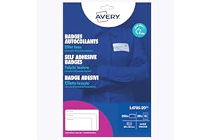 AVERY ZWECKFORM Avery L4785-20 Printable Name badge Stickers – Customisable, 80 x 50 mm, 10 per Sheet, 200 Badges Total