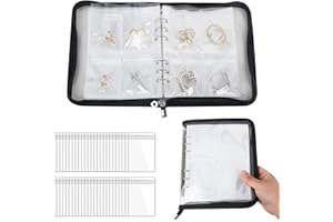 CTDMJ Transparent Jewelry Storage Book 80 Grids with 50Pcs Zipper Lock Bag, Jewellery Organiser Earring Storage Anti Oxidation Jewelry Display Organizer Book Album for Earring, Necklace, Rings