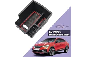 ZCLINKO LUWU Compatible avec Renault Arkana 2021-2023 2024 Voiture Boîte de rangement, Accoudoir Plateau Console Centrale pour Accessoires avec Tapis Antidérapan (Rojo)