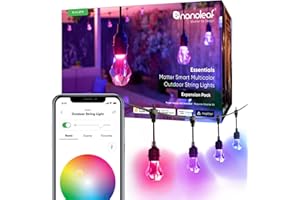 nanoleaf Matter Essentials, łańcuch świetlny zewnętrzny ekspansja 15 M LED RGBICW - Światła LED 16 M kolorów, IP65, wodoodporny, 20 inteligentnych żarówek LED, WiFi Bluetooth Matter, do ogrodu