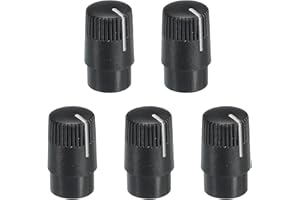 QUARKZMAN Potenciómetro Control Perilla ABS Guitarra Perilla para Potencia Amplificadores Estéreo Bajo 180 Grados Giratoria Perilla 6mm D Tipo Eje Negro Blanco 5uds