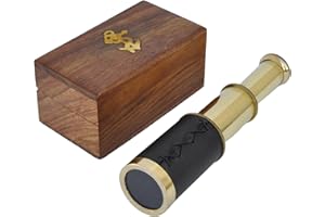 MEDIEVAL REPLICAS Vrinda 15,2 cm Handheld Messing Teleskop mit Holzbox – Pirat Navigation