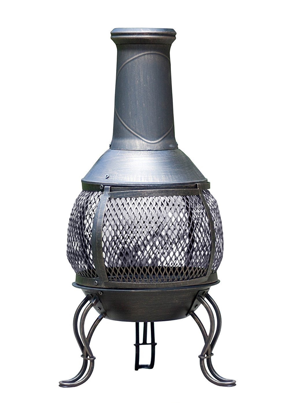 La Hacienda Leon Medium Bronze effect Mesh Steel Chimenea