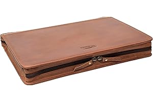 Menzo Carpeta portadocumentos de piel auténtica para conferencias, tamaño A4, Schabulun (Marrón) - MB55deltabraun