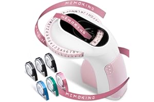 Memoking Embossed Label Maker Machine-E975 3D Embossing Label Makers with 6 Rolls Label Emboss, Handheld Vintage Embosser, Lettering Embossing Label Maker for Home, Kitchen, Gift, Organization (Pink)