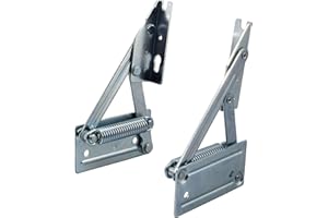 Gedotec Charnière Banc d'angle Coffre | 1 Paire - Ferrures de Coffre avec Ressort (Gauche + Droite) | Acier Galvanisé | Support Rabattable Panneaux d'assise en Bois | Poids du Panneau jusqu'à 8 kg