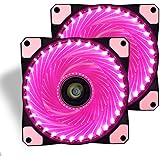 conisy Gehäuselüfter 120mm Ultra Leise PC Lüfter mit LED Licht für Computer Gehäuse (2 Stück,Rosa)