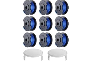 AUEJACKY Szpula do podkaszarki do trawy Ryobi, szpula żyłki do podkaszarki do trawy, kompatybilna z Ryobi One + AC14RL3A-18V 24 V 40 V, 3,3 m x Ø 1,65 mm (9 szpulek + 2 nasadki)