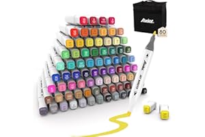 ‎ABEIER ABEIER 80 Farben Alkohol Stifte Set, Schnell Trocknende Alkohol Marker, Doppelseitige Marker Stifte, Meißel & Feine Alkoholmarker für Malerei, Zeichnen, Design, Manga, Permanentmarker mit Tragetasche