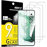 NEW'C 3 Pack, Glass Screen Protector for Samsung Galaxy S22+ / S22 Plus, Anti-Scratch, Anti-Fingerprint, Bubble Free, 9H Hard